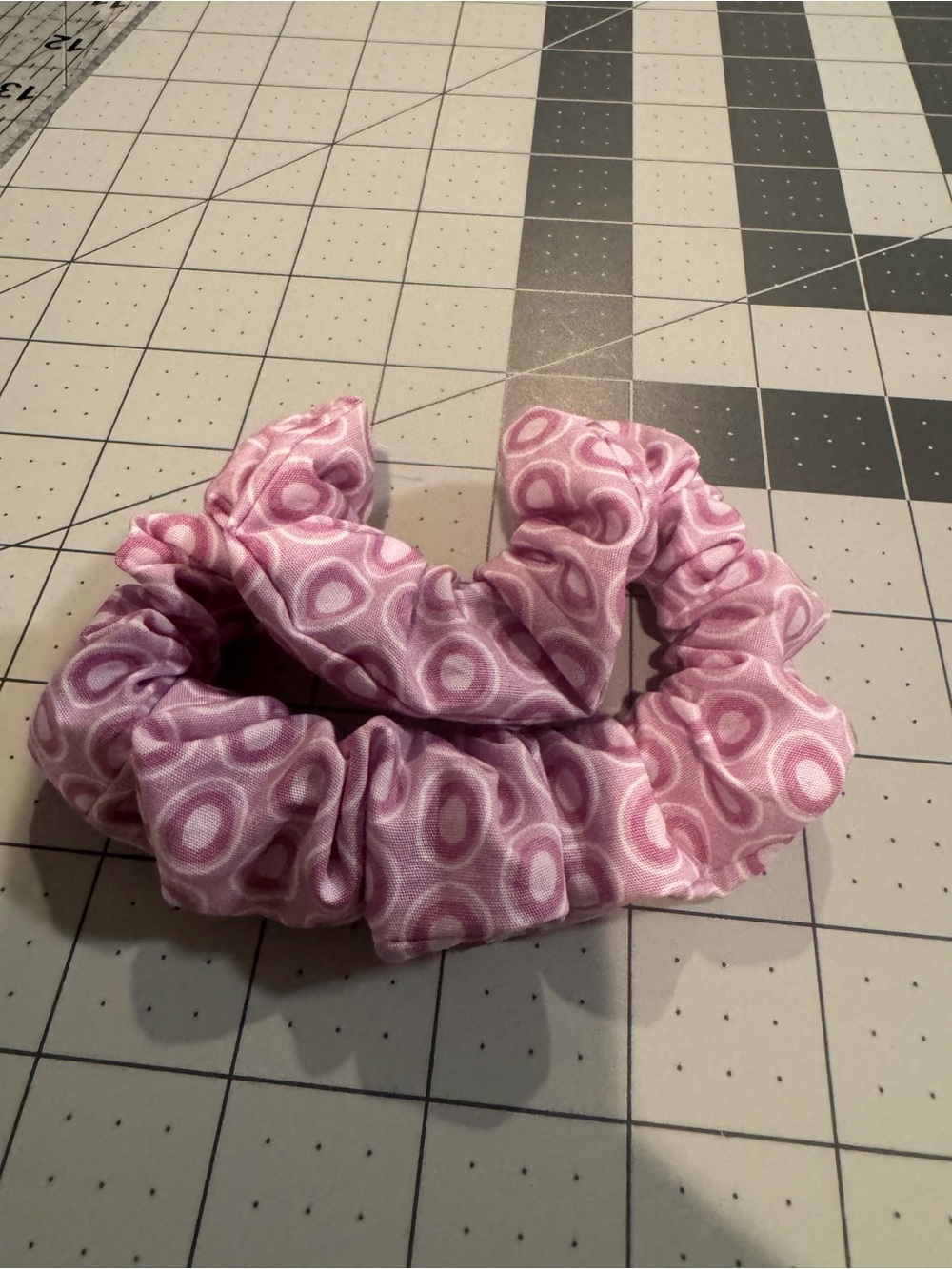 Pink Patterned Scrunchie Hair Tie - Soft Elastic Accessory Handcrafted